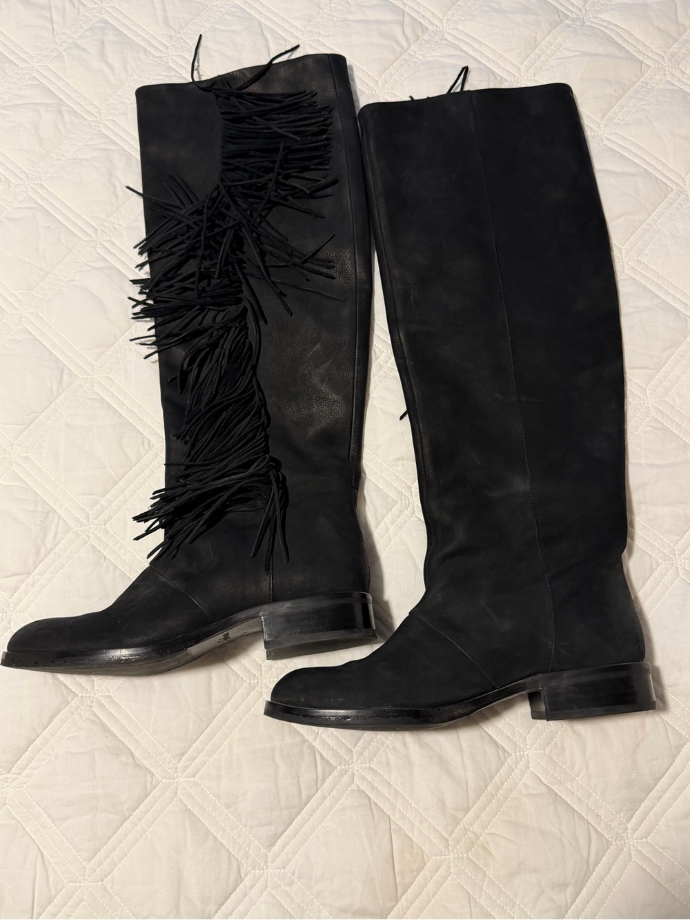 Sam Edelman Black Over-the-Knee Fringe Boots